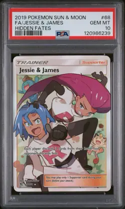 Pokemon TCG Jessie & James Trainer Full Art Ultra Rare Card 68/68 HF PSA 10 - Image 1