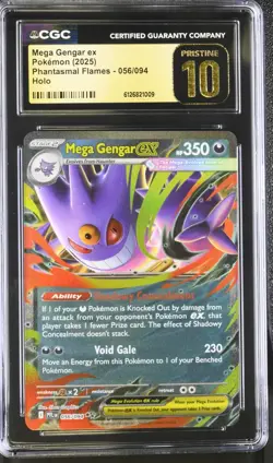 Mega Gengar ex 056/094 - Phantasmal Flames Pokemon Card CGC 10 Pristine Holo - Image 1