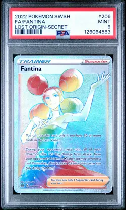 2022 POKEMON SWORD & SHIELD LOST ORIGIN SECRET #206 FULL ART/FANTINA PSA 9 - Image 1