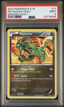 PSA 9 Rayquaza 11/20 Dragon Vault Black & White Holo Pokemon Special Set Low Pop - Image 1