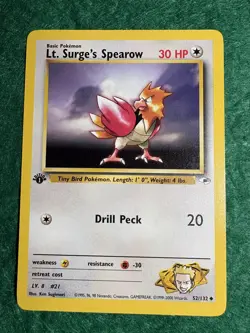 Pokemon - Lt. Surge's Spearow - 1st Edition -52/132 - Gym Heroes - Uncommon MINT - Image 1