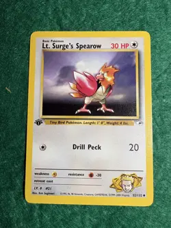 Pokemon - Lt. Surge's Spearow - 1st Edition -52/132 - Gym Heroes - Uncommon MINT - Image 2