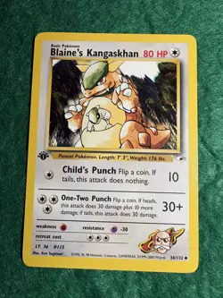 Pokemon Blaine's Kangaskhan 1st Edition Gym Heroes 36/132 WOTC - NM - Image 1