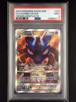 Pokemon Lucario VSTAR Crown Zenith ETB Full Art Promo SWSH291 PSA 9 (set of 2) - Image 1
