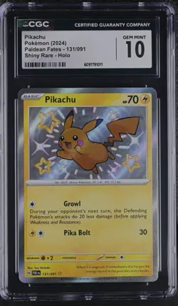 Pokemon Pikachu Baby Shiny Rare 131/091 Paldean Fates, CGC 10!!! - Image 1
