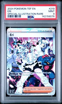 2024 POKEMON TEF EN-TEMPORAL FORCES SPECIAL ILLUSTRATION RARE #210 ERI PSA 9 - Image 1