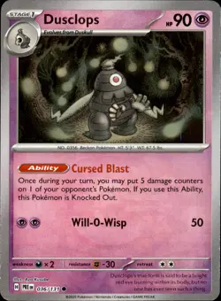 Dusclops (Master Ball) 036/131 Common - Pokemon Prismatic Evolutions NM - Image 1