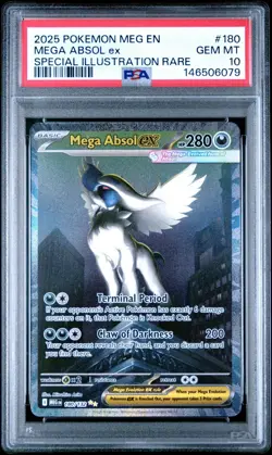 2025 Pokemon MEG EN Mega Absol ex #180 PSA 10 GEM MINT Special Illustration Rare - Image 1