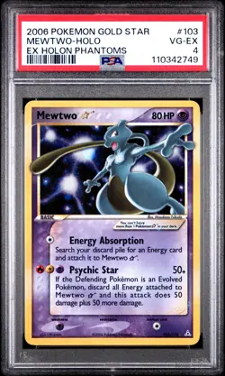 2006 POKEMON EX HOLON PHANTOMS GOLD STAR #103 MEWTWO-HOLO PSA 4 VG-EX - Image 1