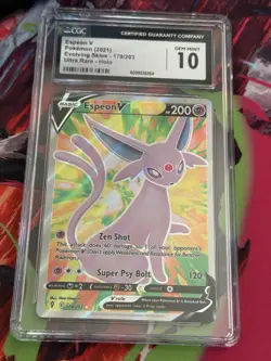 2021 Pokemon Espeon V (Full Art) 179/203 Swsh07: Evolving Skies Holo CGC 10 - Image 1