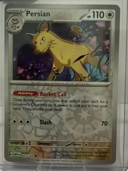 Persian Reverse Holo Pokemon 2023 SV 151 MEW 053/165 Raw Card - Image 1