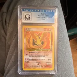 Pokemon Moltres 12/62 Fossil Holo Rare 70 HP CGC 6.5 English Unlimited - Image 1