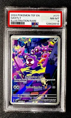 2024 POKEMON TEF EN-TEMPORAL FORCES ILLUSTRATION RARE #177 GASTLY PSA 8 - Image 1