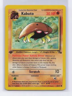Kabuto 50/62 Common Fossil Pokemon 1st Edition Lightly Played - Image 1