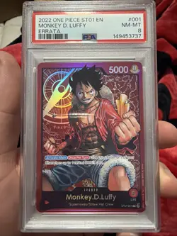 2022 ONE PIECE STARTER DECK ST01-STRAW HAT CREW 001 MONKEY D. LUFFY ERRATA Psa 8 - Image 1