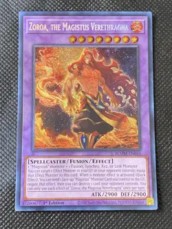 YuGiOh! - Zoroa, the Magistus Verethragna BLMM-EN045 Secret Rare 1st Edition NM - Image 1