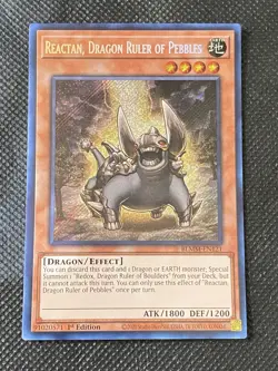 YuGiOh! - Reactan, Dragon Ruler of Pebbles BLMM-EN121 Secret Rare 1st Edition NM - Image 1