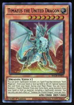 Timaeus the United Dragon BACH-EN003 Yugioh TCG Card Ultra Rare MP - Image 1