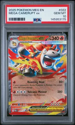 2025 POKEMON MEG EN-MEGA EVOLUTION #022 MEGA CAMERUPT EX PSA 10 LOW POP FREE S&H - Image 1