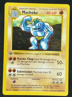 34/102 Machoke 1st Edition Pokemon Base Set Shadowless NM - Image 1