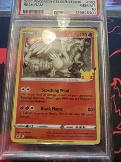 RESHIRAM PSA 10 2021 POKEMON SWORD & SHIELD CELEBRATIONS #002/025 PSA 10 MINT - Image 1