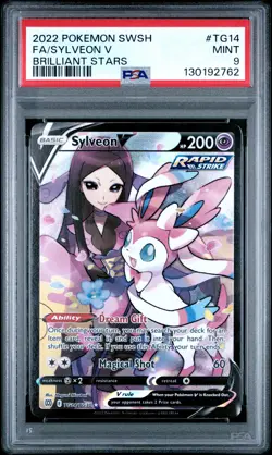2022 POKEMON SWORD & SHIELD BRILLIANT STARS #TG14 FULL ART/SYLVEON V PSA 9 - Image 1