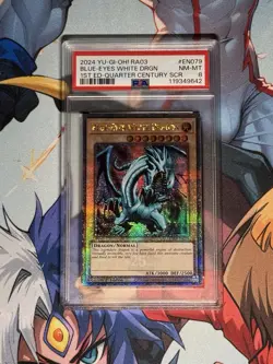 2024 YU-GI-OH! Blue-Eyes White Dragon (Quarter Century SCR) RA03-EN079 PSA 8 - Image 3