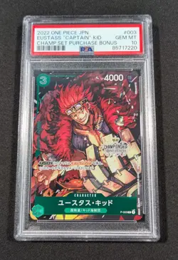 One Piece Japanese Holo Eustass Kid P-003 PSA 10 GEM MINT Championship Promo - Image 1