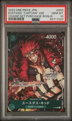 One Piece Japanese Holo Eustass Kid P-003 PSA 10 GEM MINT Championship Promo - Image 3