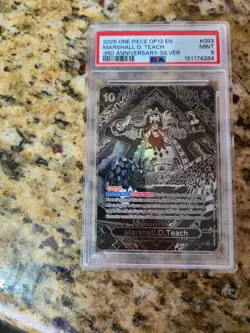 2025 ONE PIECE OP12-LEGACY OF THE MASTER 3RD ANV-SILVER MARSHALL D. TEACH PSA 9 - Image 1