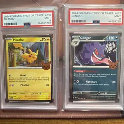 PIKACHU 018/091 And Gengar 057/091 Trick Or Trade 2024 PSA MINT 9 - Image 1