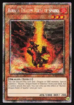 Burner, Dragon Ruler of Sparks (Platinum Secret Rare) RA03-EN256 Yugioh TCG Card - Image 1
