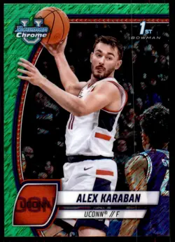 2024-25 Bowman University Chrome #100 Alex Karaban Green Shimmer Refractor - Image 1