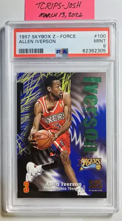 Skybox 1997-98 Z-Force Allen Iverson #100 PSA 9 Mint HOF 76ers Sixers - Image 1