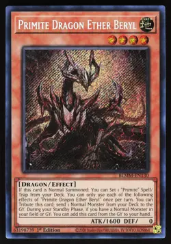 Primite Dragon Ether Beryl BLMM-EN130 Yugioh TCG Card Secret Rare NM - Image 1