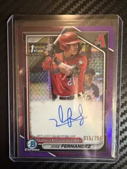 2024 Bowman Chrome Jose Fernandez #CPA-JF 1st Bowman Purple Refractor Auto /250 - Image 1