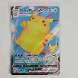 Pokemon Surfing Pikachu VMAX Ultra Rare 310 HP Celebrations 009/025 Holo - Image 1