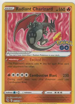 Pokemon TCG Pokemon GO Radiant Charizard Charizard Holo 011/078 Near Mint - Image 1