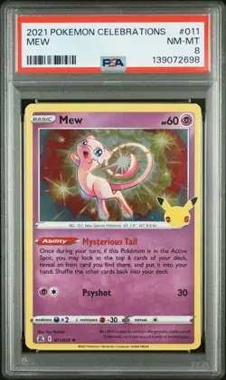 2021 POKEMON CELEBRATIONS #011 MEW PSA 8 - Image 1