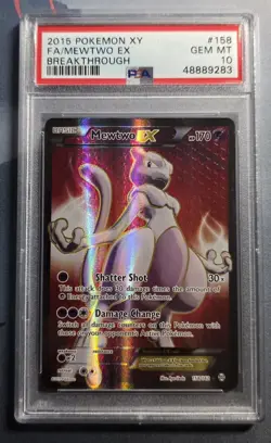 2015 Pokemon XY Breakthrough Full Art FA Mewtwo EX #158 PSA 10 - Image 1