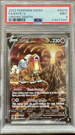 Fa/Entei V Pokemon Sword And Shield Crown Zenith GG36 NM PSA 9 - Image 1