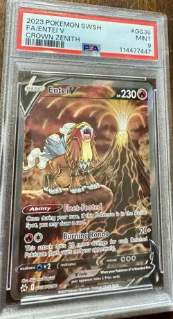 Fa/Entei V Pokemon Sword And Shield Crown Zenith GG36 NM PSA 9 - Image 2