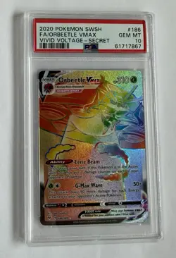 2020 POKEMON SWORD & SHIELD VIVID VOLTAGE SECRET FULL ART/ORBEETLE VMAX PSA 10 - Image 1
