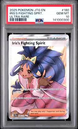 2025 POKEMON JTG EN-JOURNEY TOGETHER ULTRA RARE IRIS'S FIGHTING SPIRIT PSA 10 - Image 1