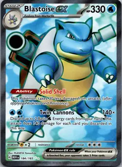 Pokemon Blastoise ex 184/165 EX Ultra Rare Holo Sv: Scarlet & Violet 151 English - Image 1
