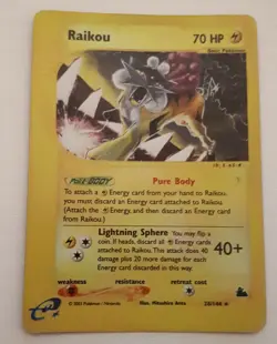 Pokemon - Raikou - 28/144 - Skyridge - Black Star Reverse Holo - LP - Image 1