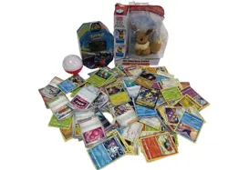 Pokemon Card Bundle Lot + My Partner Eevee Toy and Pokeball Pre Loved Colectable - Image 1