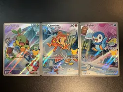 Pokemon First Partner Illustration Collection Turtwig Chimchar Piplup - Image 1