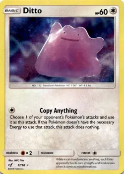 DITTO 17/18 ULTRA RARE DETECTIVE PIKACHU POKEMON HOLO MP - Image 1