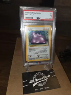 1999 Pokemon Fossil Ditto Holo #3 PSA 5 EX Vintage Pokemon - Image 1